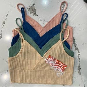 Solid Ribbed Cropped Cami